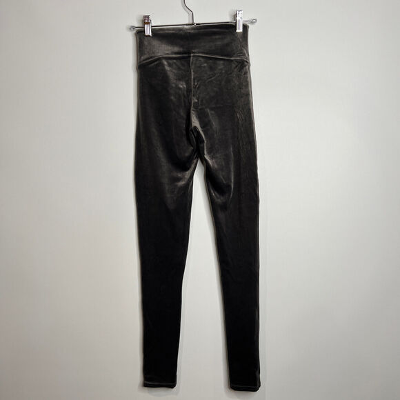Spanx High Waisted Slimming Velvet Velour Leggings Metallic Shine Gray Size S - Picture 12 of 12